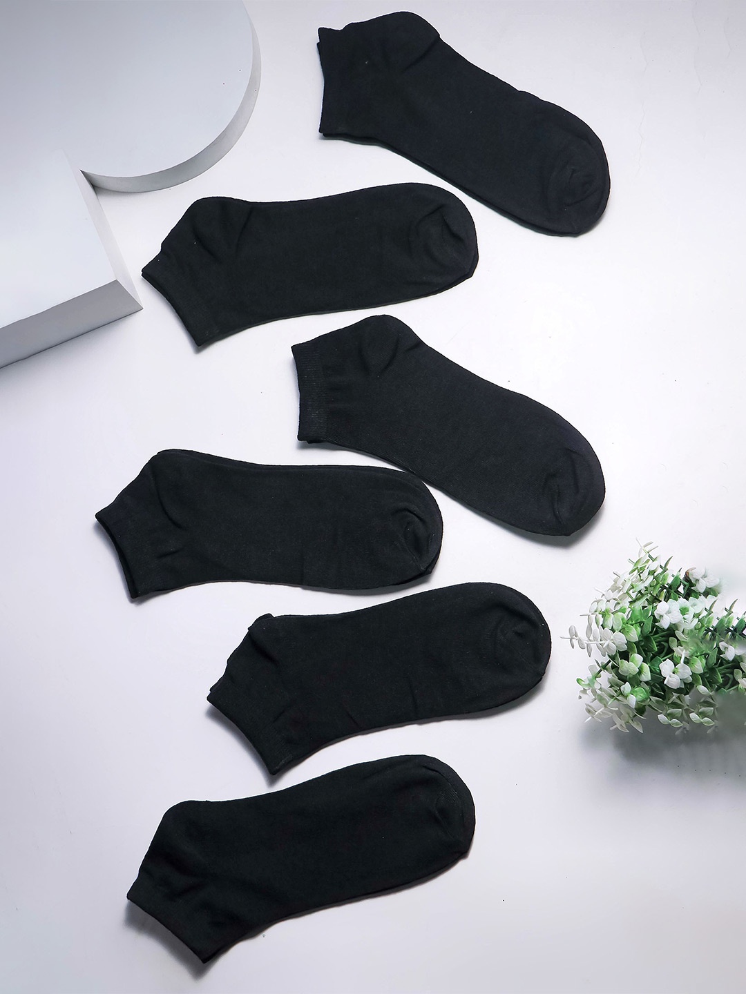 

Brauch Pack Of 6 Cotton Ankle-Length Socks, Black