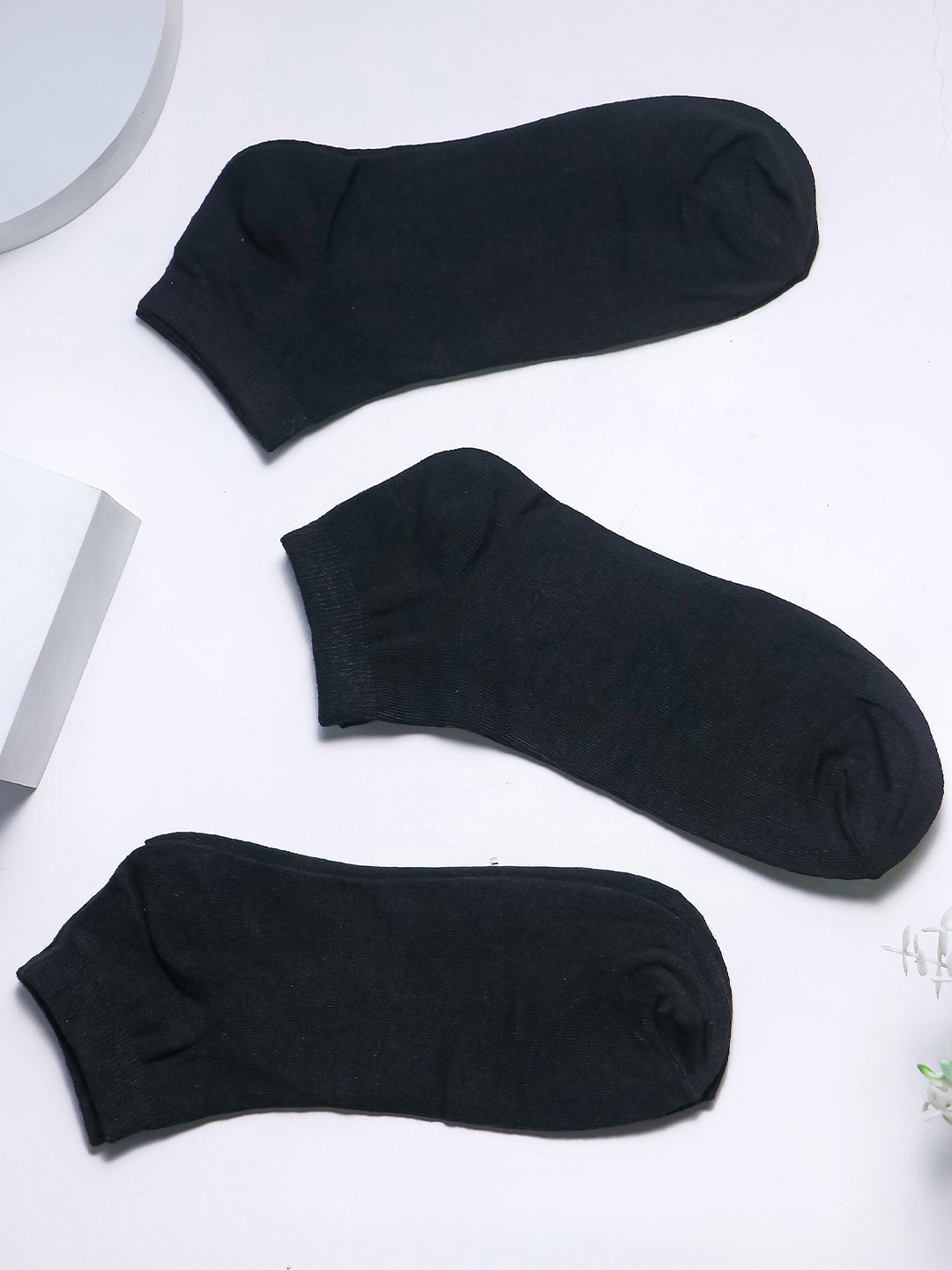 

Brauch Pack Of 3 Cotton Ankle-Length Socks, Black