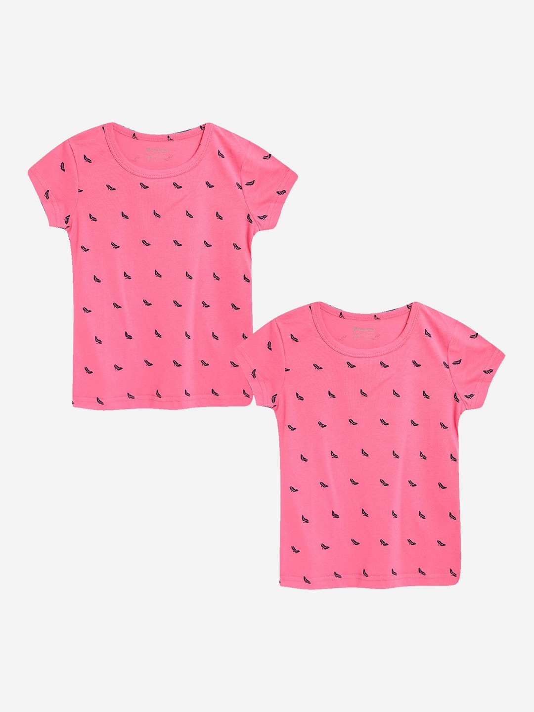 

PROTEENS Girls Pack Of 2 Conversational Printed Round Neck T-shirts, Pink