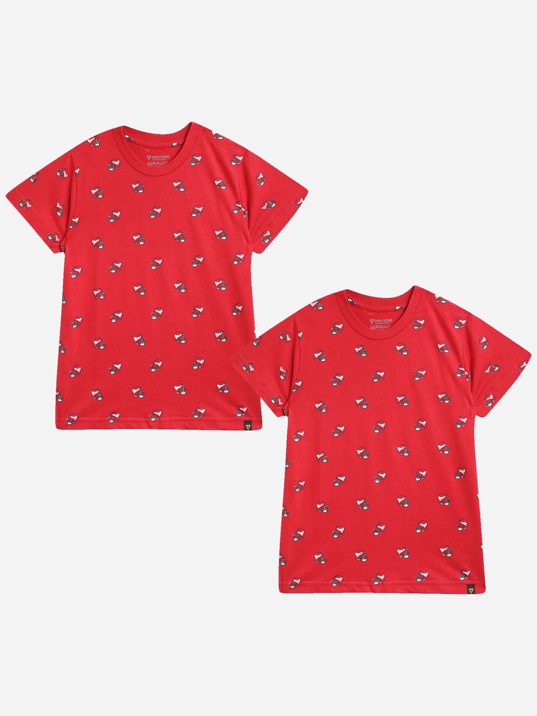 

PROTEENS Boys Pack Of 2 Conversational Printed Round Neck T-shirts, Red