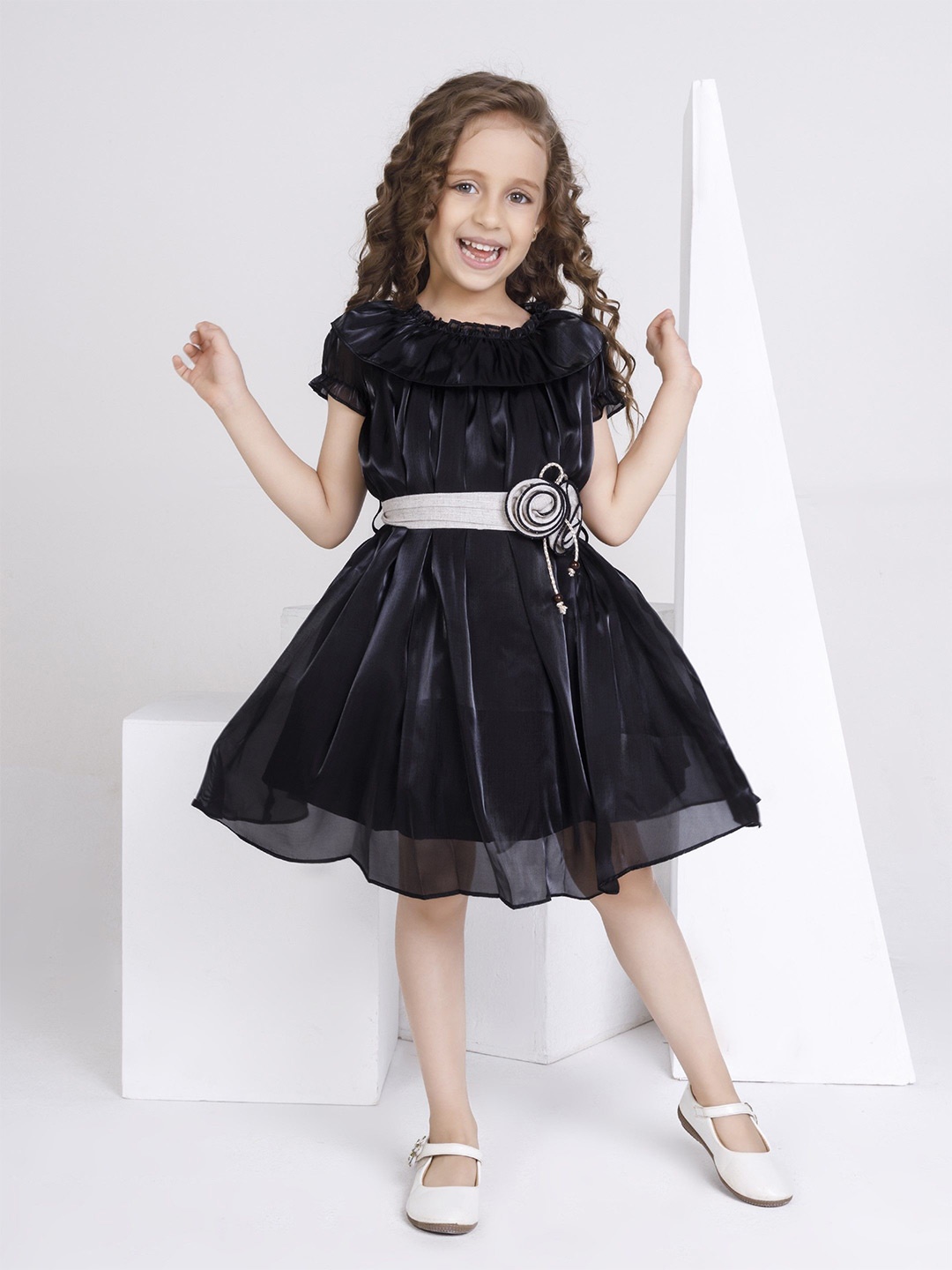 

Peppermint Girls Fit & Flare Dress, Black