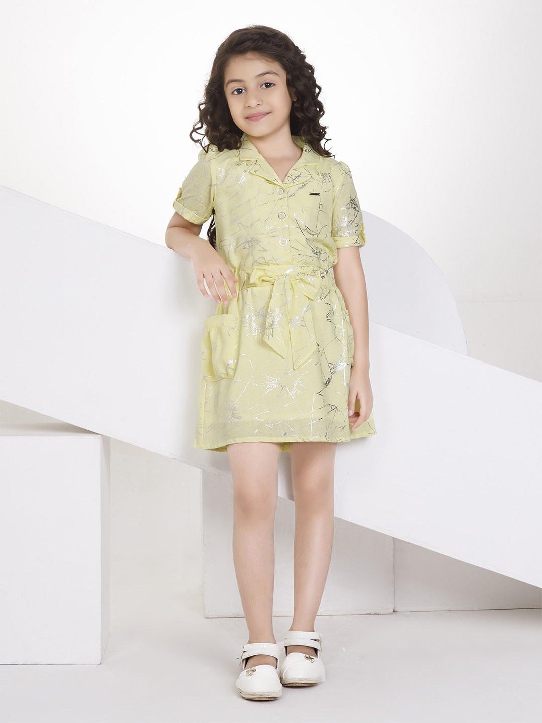 

Peppermint Girls Printed Fit & Flare Dress, Yellow