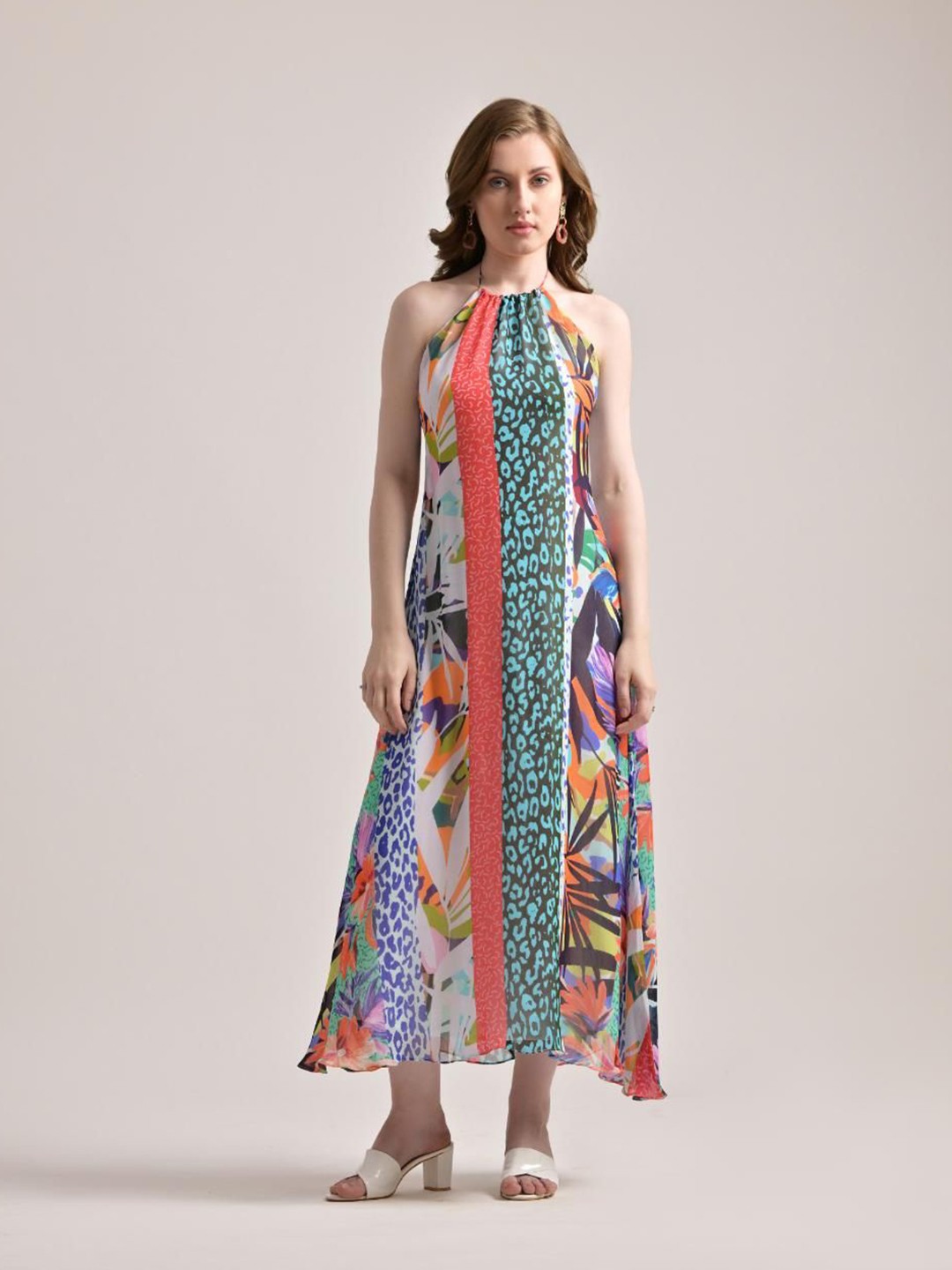 

The Samoa Tribal Print Halter Neck A-Line Maxi Dress, Multi