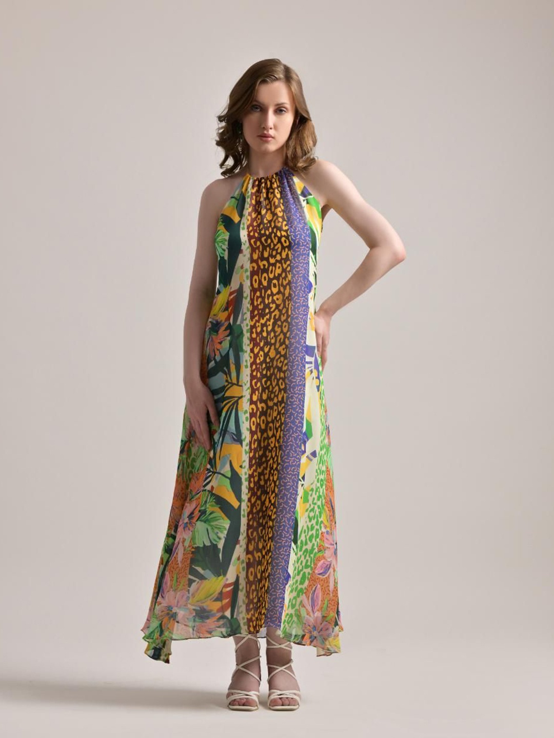 

The Samoa Ethnic Motifs Print A-Line Maxi Dress, Green