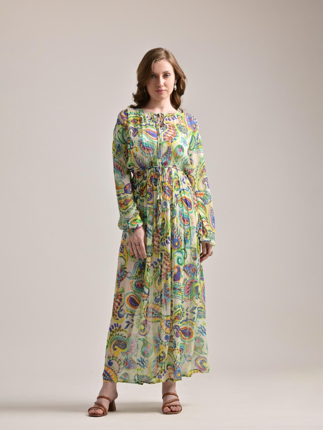 

The Samoa Floral Fit and Flare Print Maxi Dress, Green