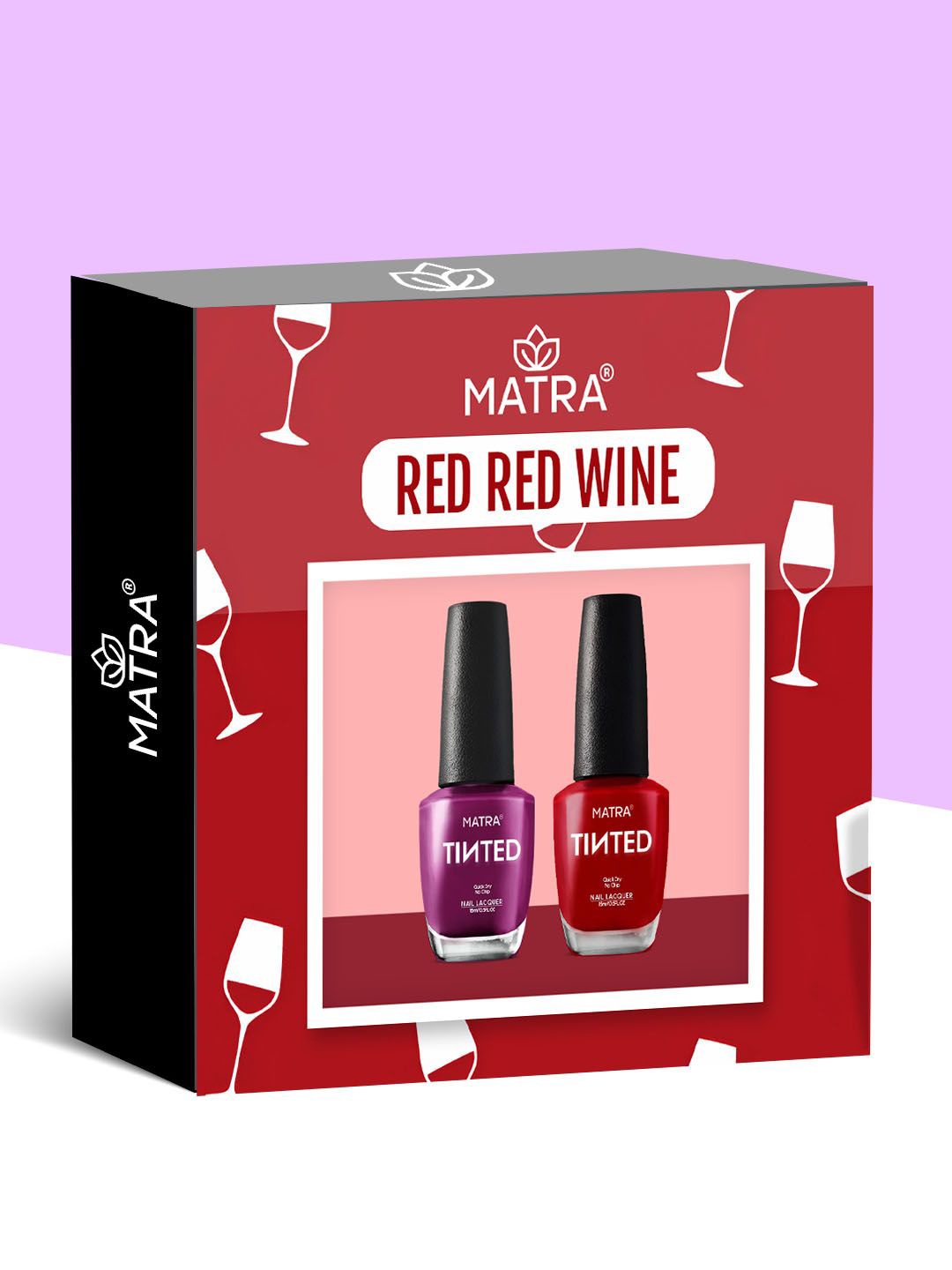 

MATRA Set Of 2 Tinted Quick Dry No Chip Nail Lacquer 15ml Each - Red Red Wine