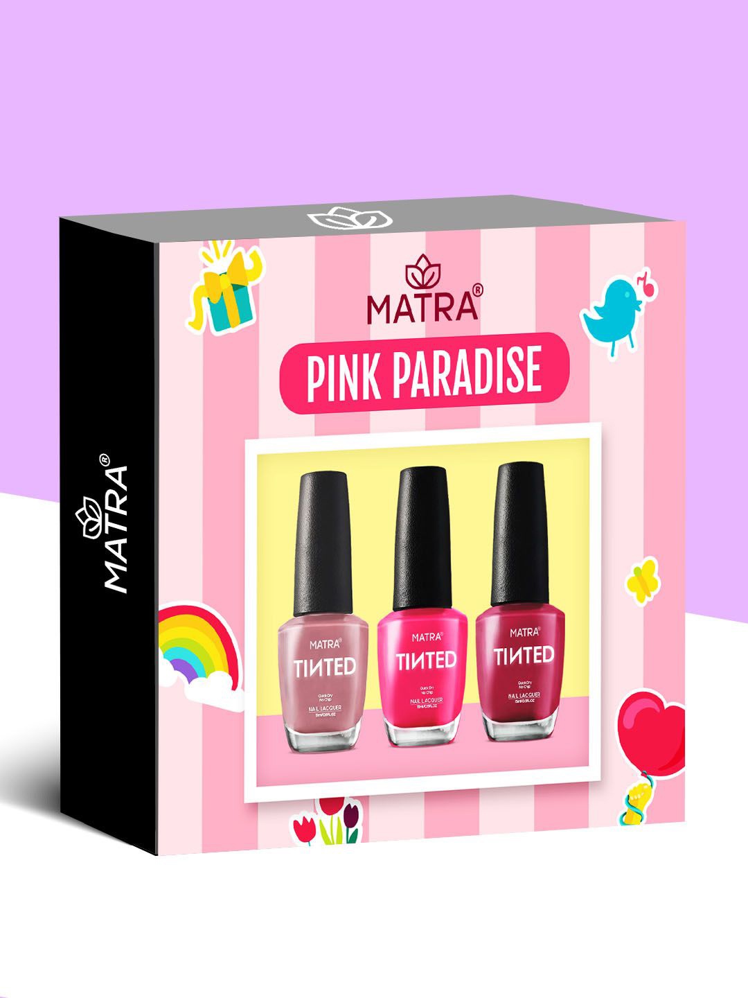 

MATRA Set Of 3 Tinted Quick Dry No Chip Nail Lacquer 15ml Each - Pink Paradise