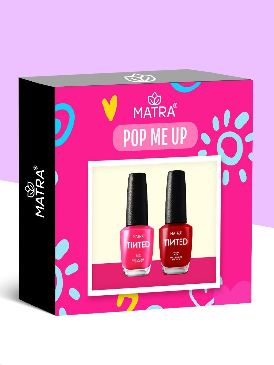 

MATRA Set Of 2 Tinted Quick Dry No Chip Nail Lacquer 15ml Each - Pop Me Up, Red