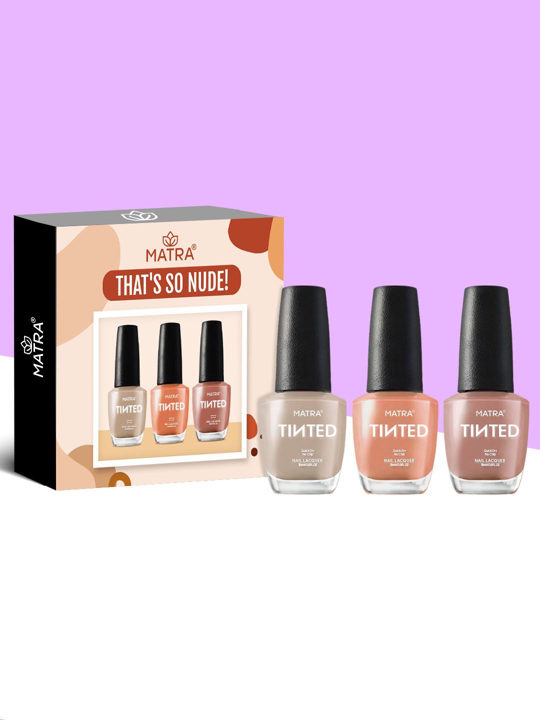 

MATRA Set Of 3 Tinted Quick Dry No Chip Nail Lacquer 15ml Each - That's So Nude