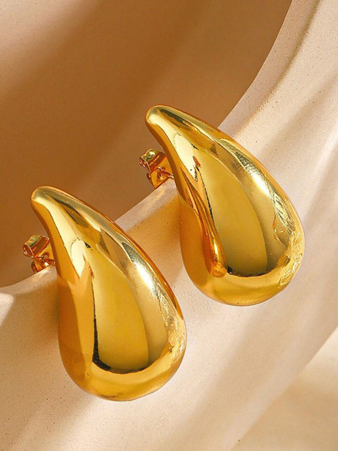

Softwrap Gold Plated Stainless Steel Teardrop Shaped Stud Earrings