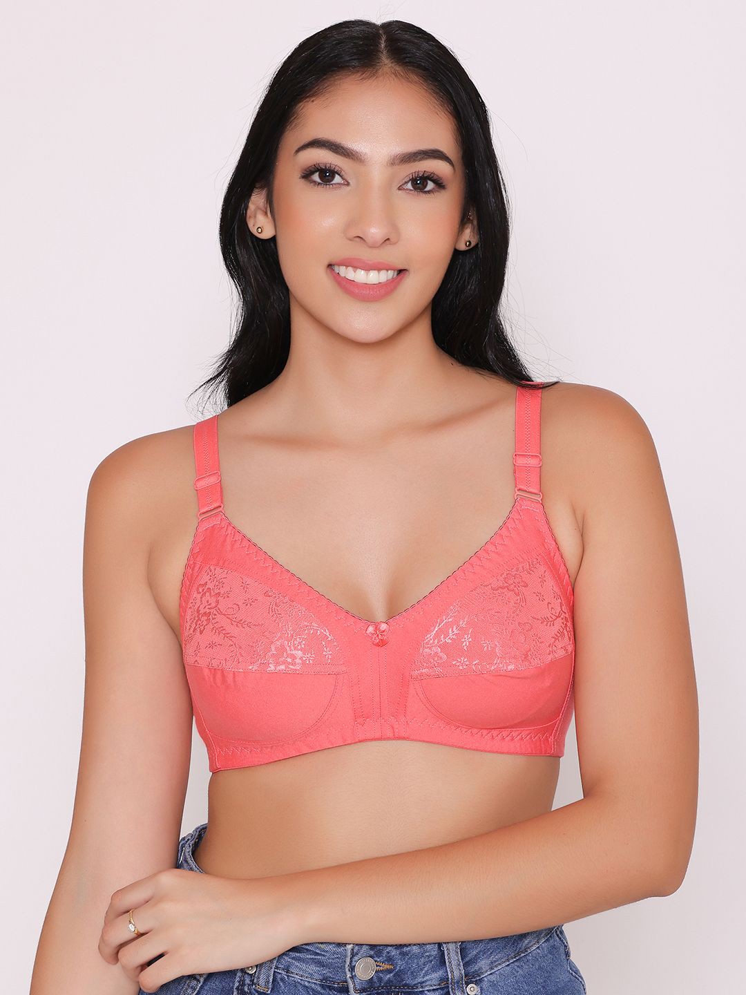 

INKURV Floral Bra Full Coverage, Orange