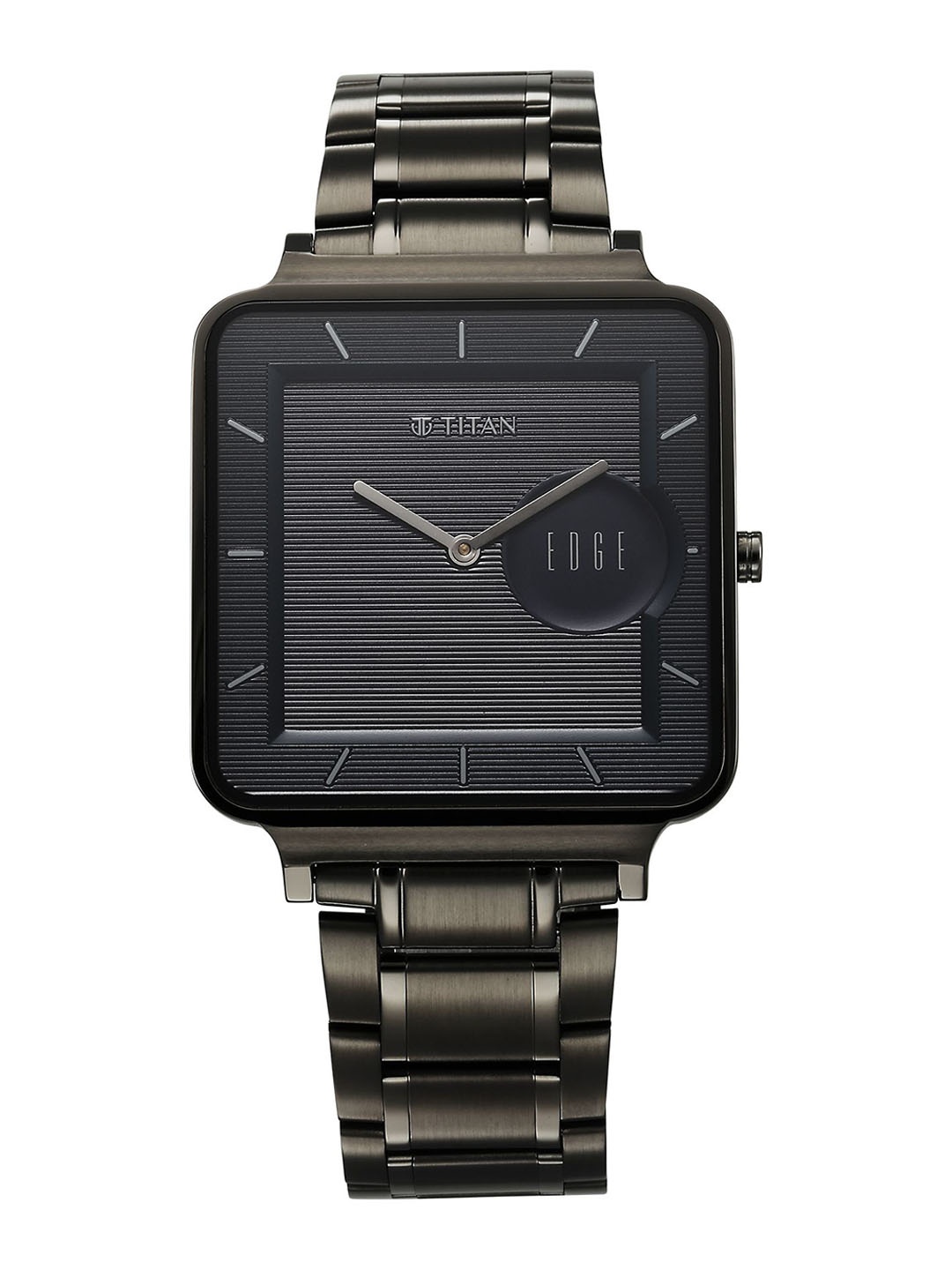 

Titan Men Textured Dial & Stainless Steel Bracelet Style Straps Analogue Watch 10017QM01, Black
