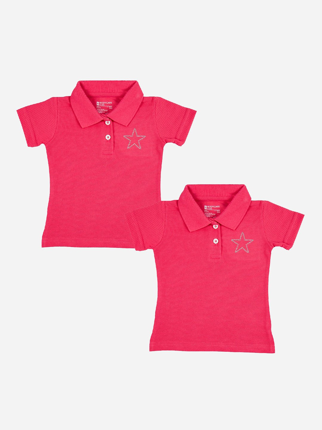 

Bodycare Kids Girls Pack Of 2 Solid Polo Collar T-shirt, Red