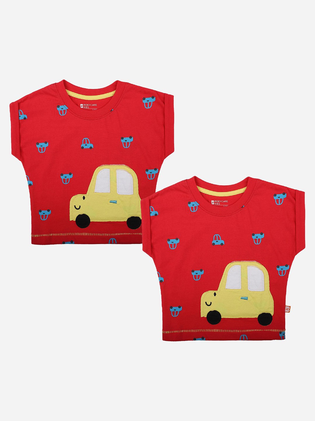 

Bodycare Kids Boys Pack Of 2 Conversational Printed Round Neck T-shirts, Red