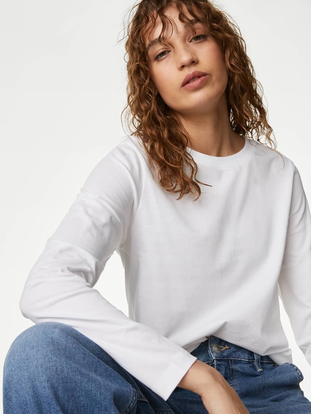 

Marks & Spencer Women Extended Sleeves Pockets T-shirt, White