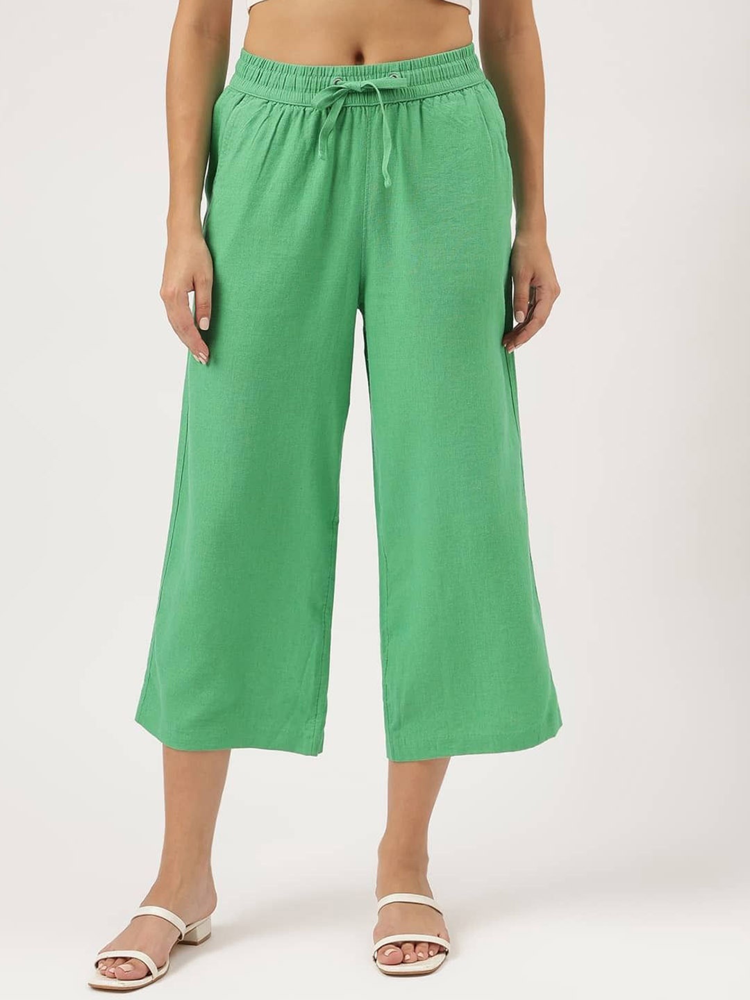 

Marks & Spencer Women Straight Fit High-Rise Trousers, Green