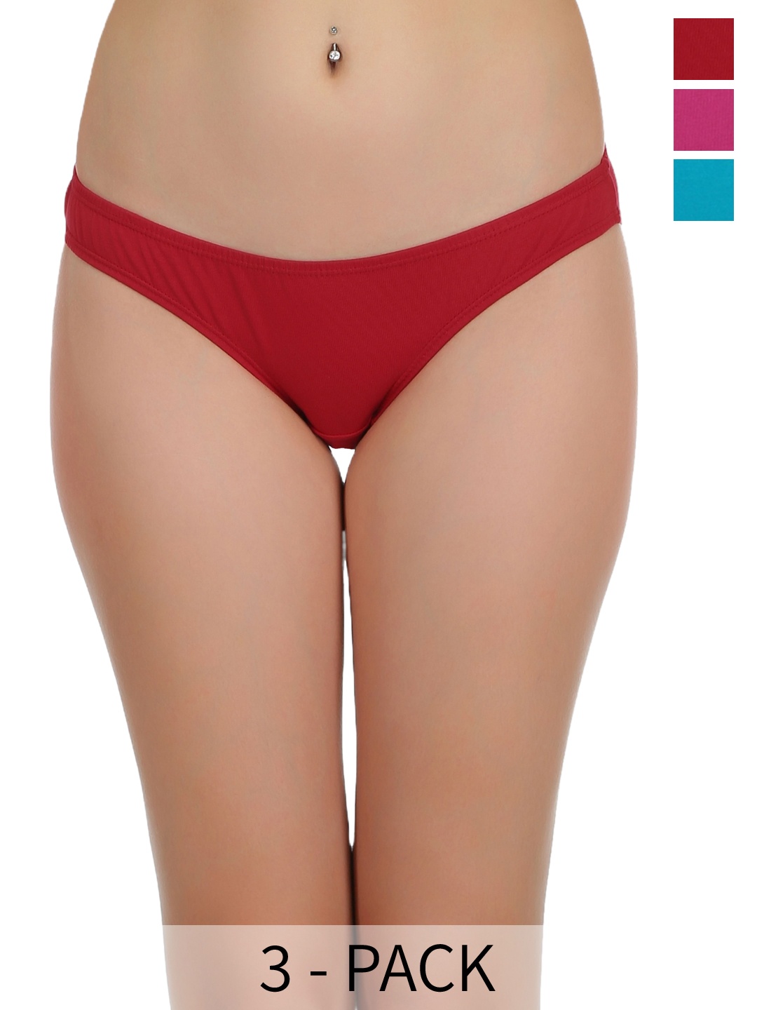 

SELFCARE Pack of 3 Mid Rise Bikini Briefs, Red