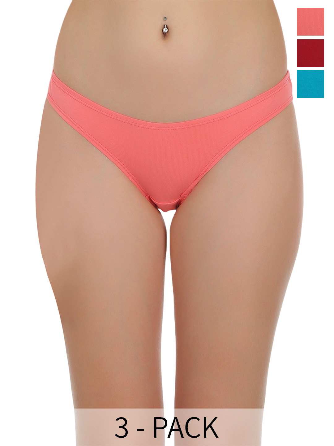 

SELFCARE Pack of 3 Mid Rise Bikini Briefs, Maroon