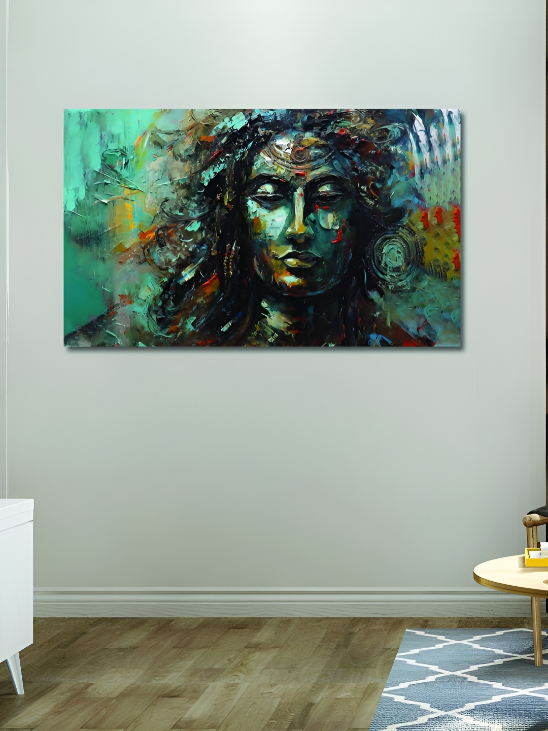 

OLIVE TREE Blue & Beige Religious Wood & Canvas Wall Art