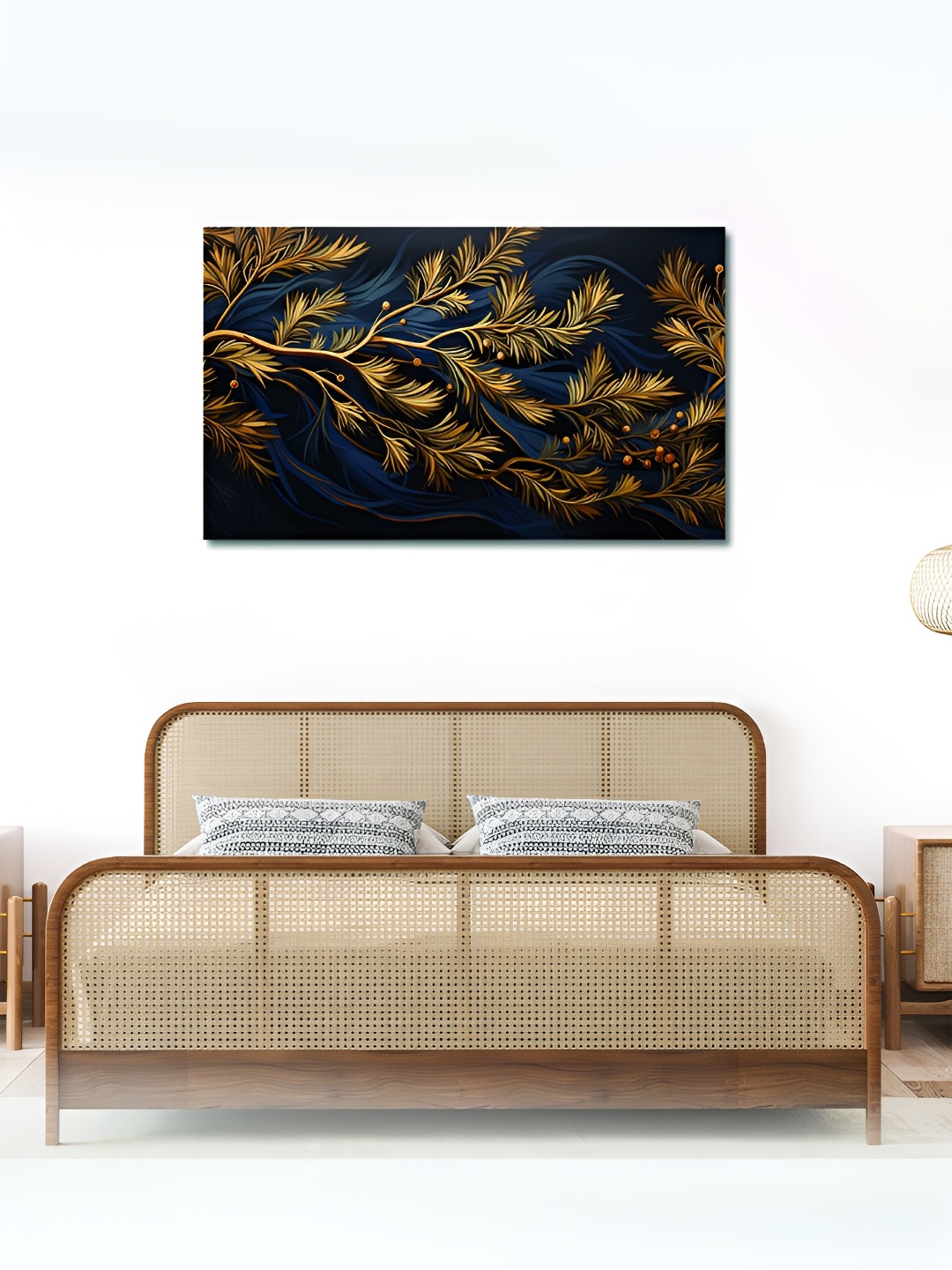 

OLIVE TREE Navy Blue & Gold-Toned Wooden Paintings Wall Art
