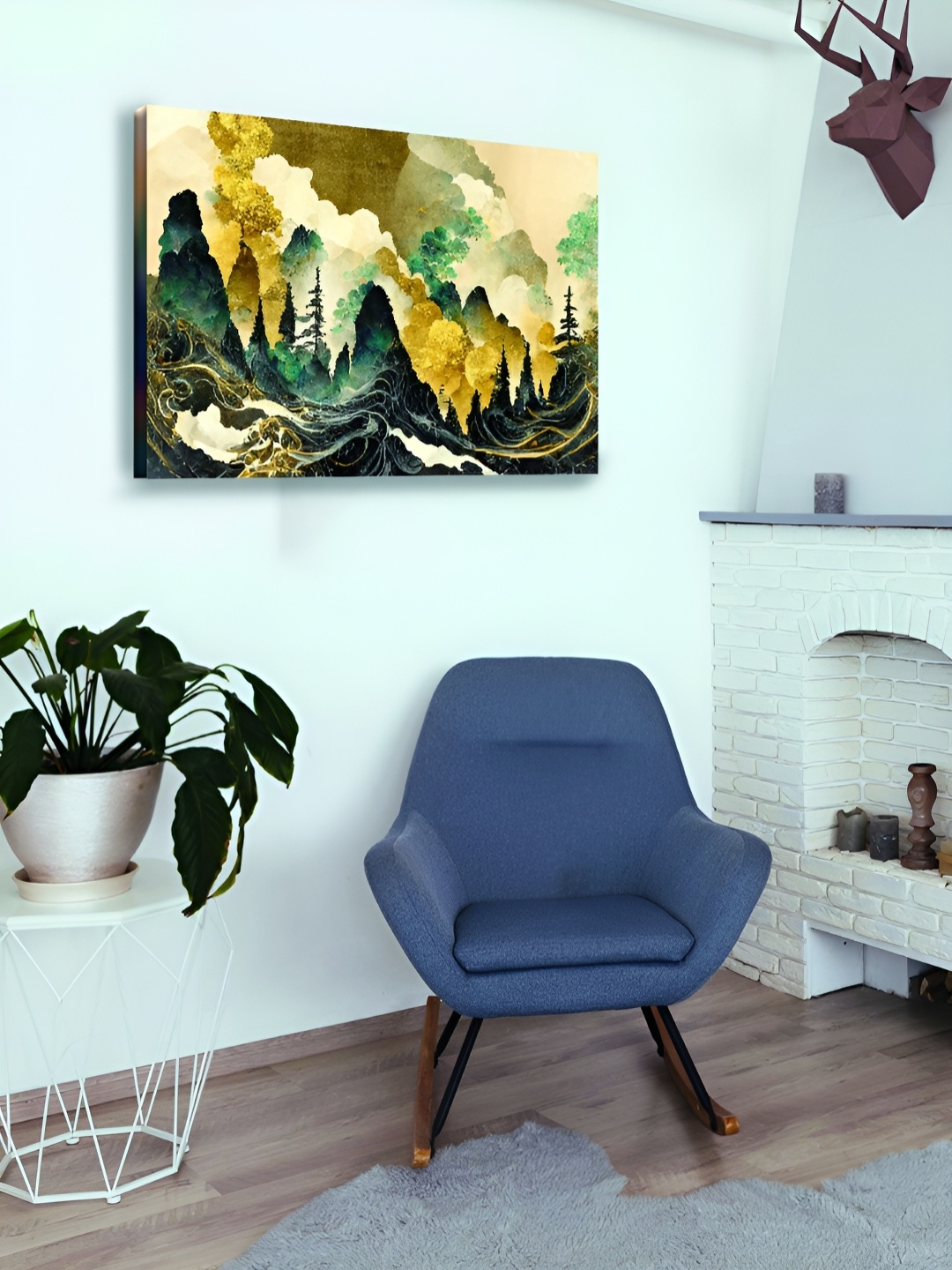 

OLIVE TREE Beige & Green Wooden Paintings Wall Art
