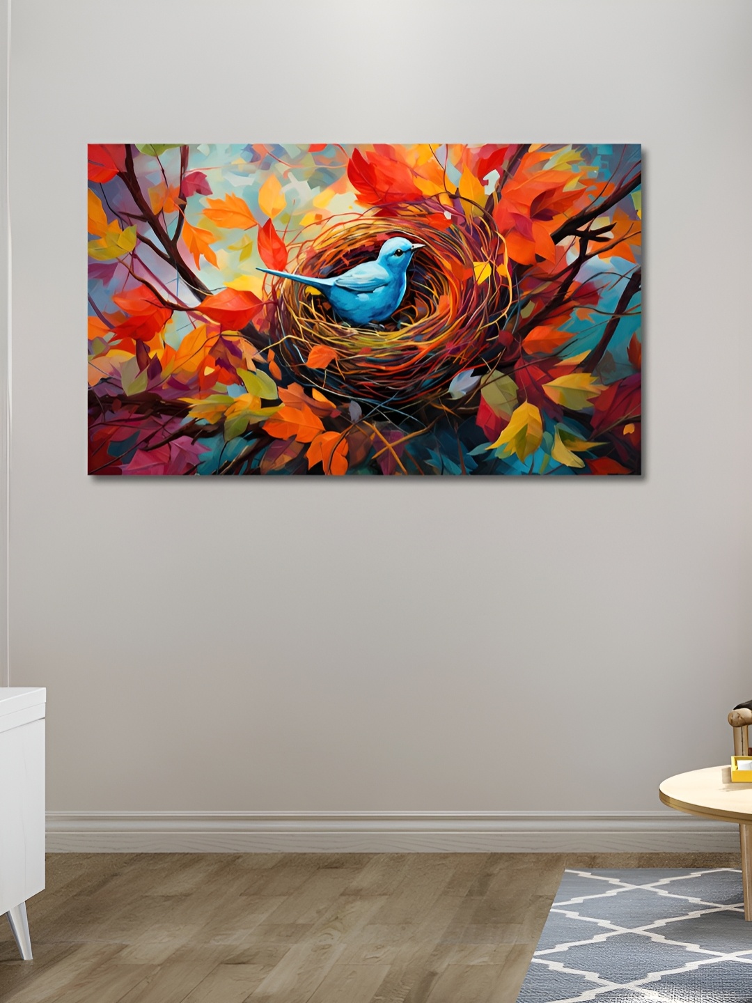 

OLIVE TREE Orange & Blue Wooden Birds and Animals Paintings Wall Art