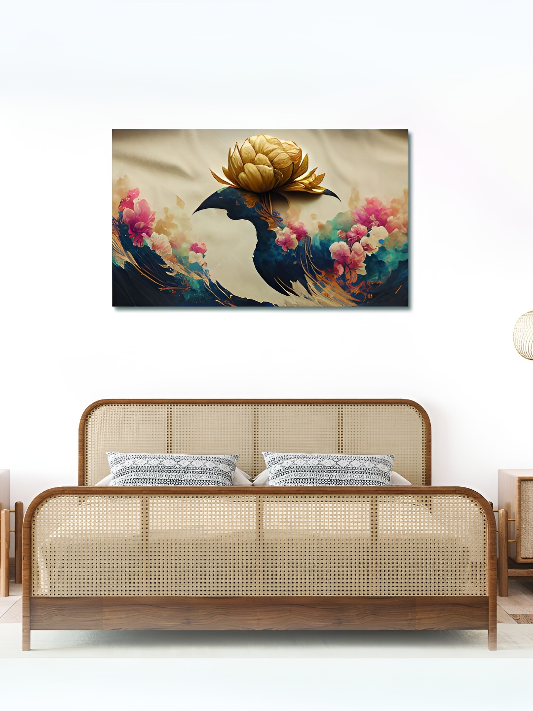 

OLIVE TREE Cream & Green Floral & Botanical Wood & Canvas Wall Art
