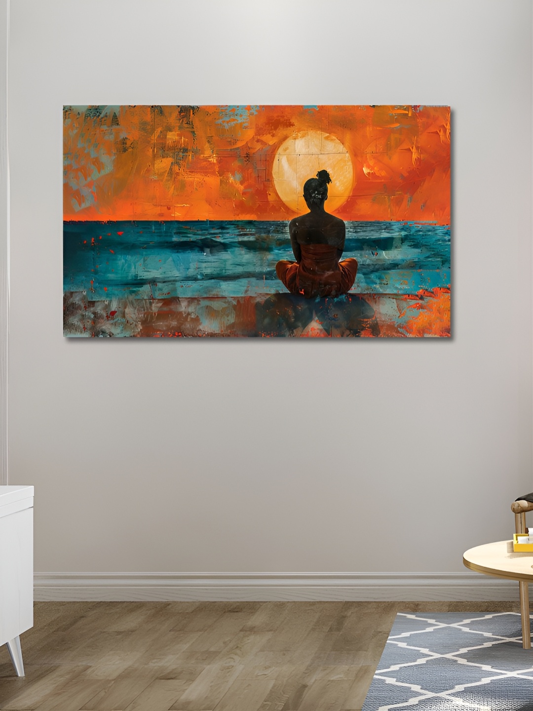 

OLIVE TREE Blue & Orange Wood & Canvas Wall Art