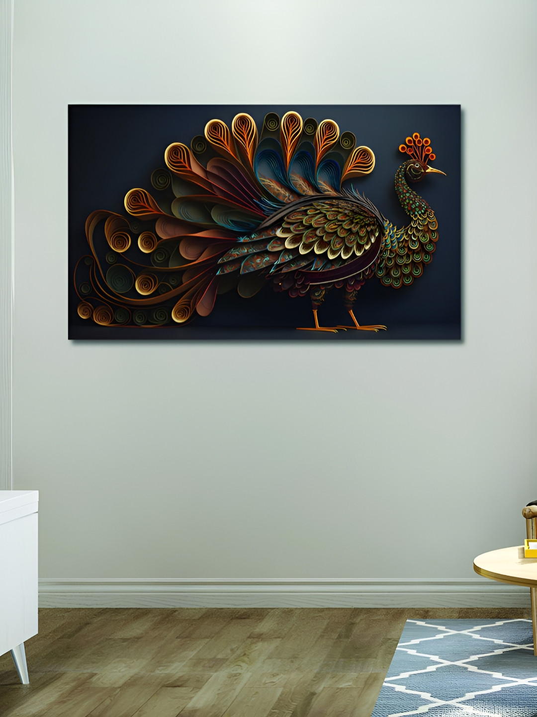 

OLIVE TREE Gold Toned & Blue Birds & Animals Wood & Canvas Wall Art