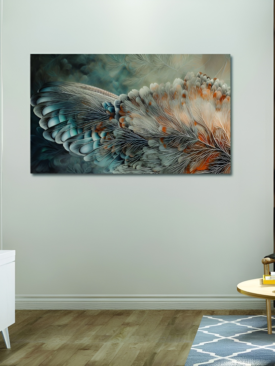 

OLIVE TREE Blue & Orange Abstract Wood & Canvas Wall Art