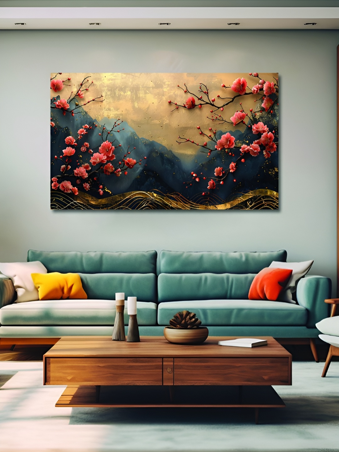 

OLIVE TREE Red & Green Floral & Botanical Wood & Canvas Wall Art