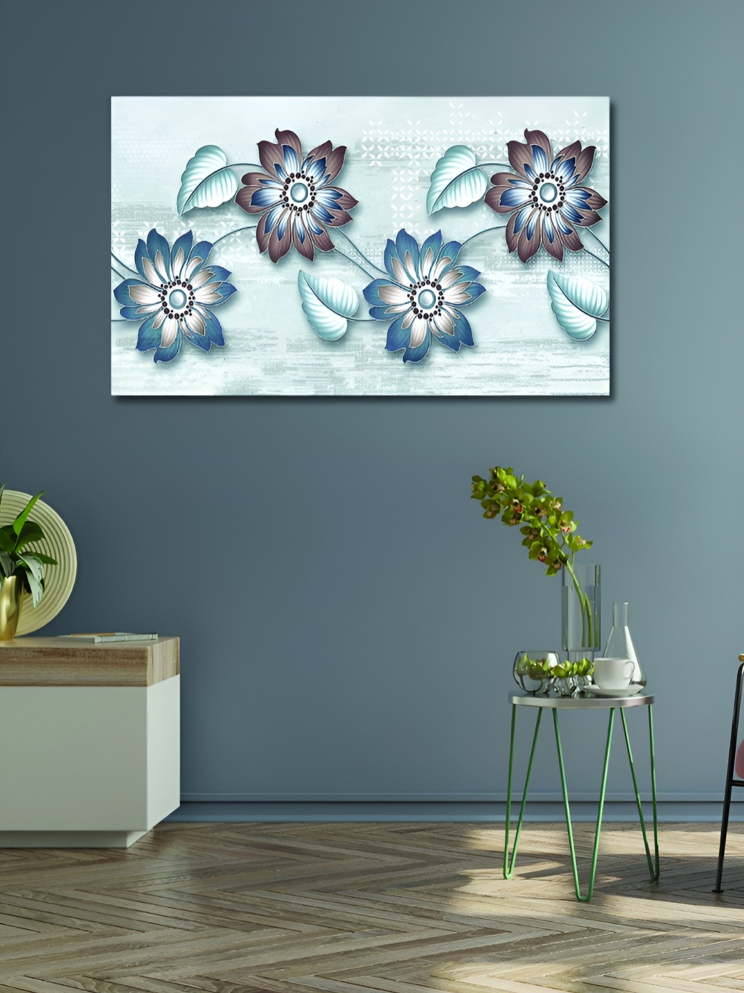 

OLIVE TREE Green & Blue Wooden Floral and Botanical Wall Art