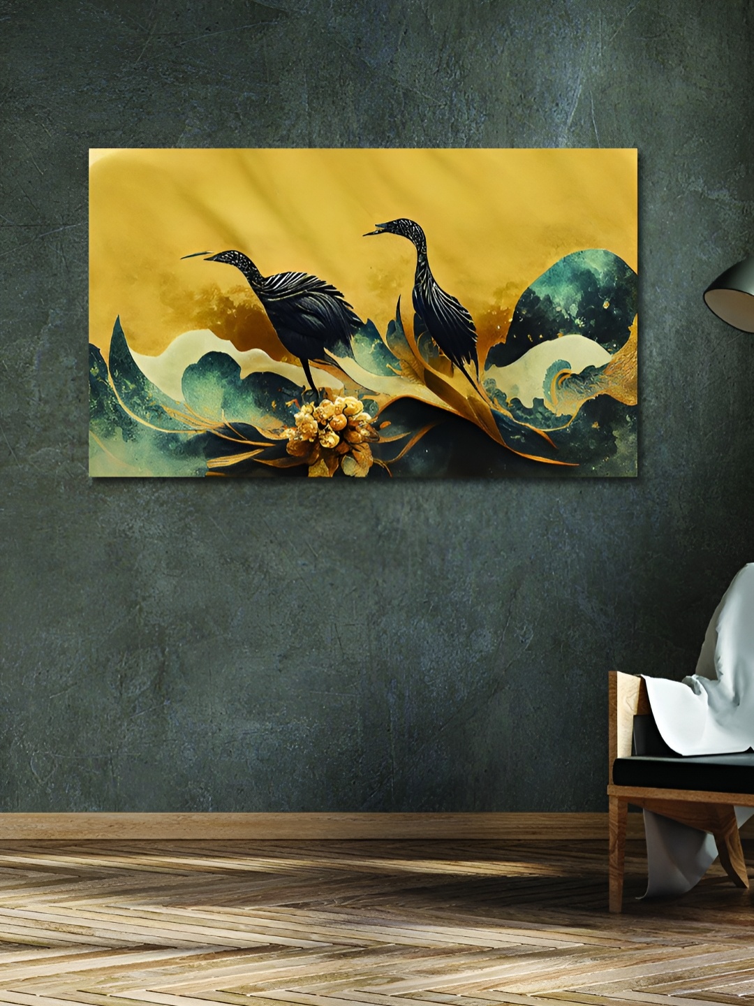 

OLIVE TREE Green & Yellow Wooden Canvas Animals Wall Art