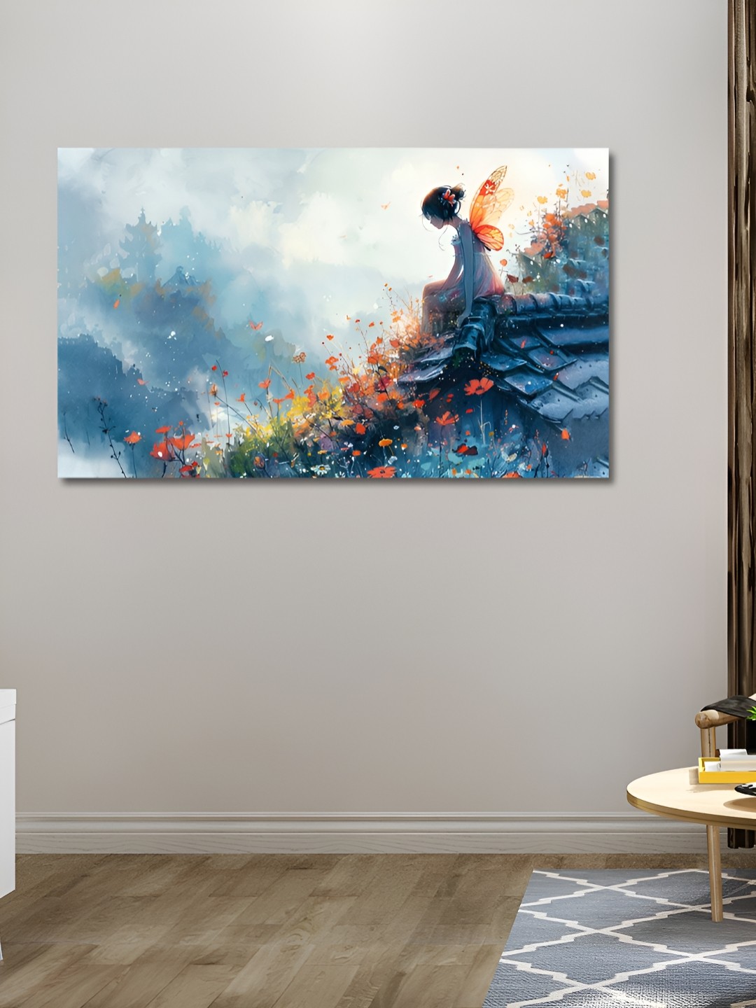 

OLIVE TREE Blue & White Abstract Wooden Canvas Wall Art