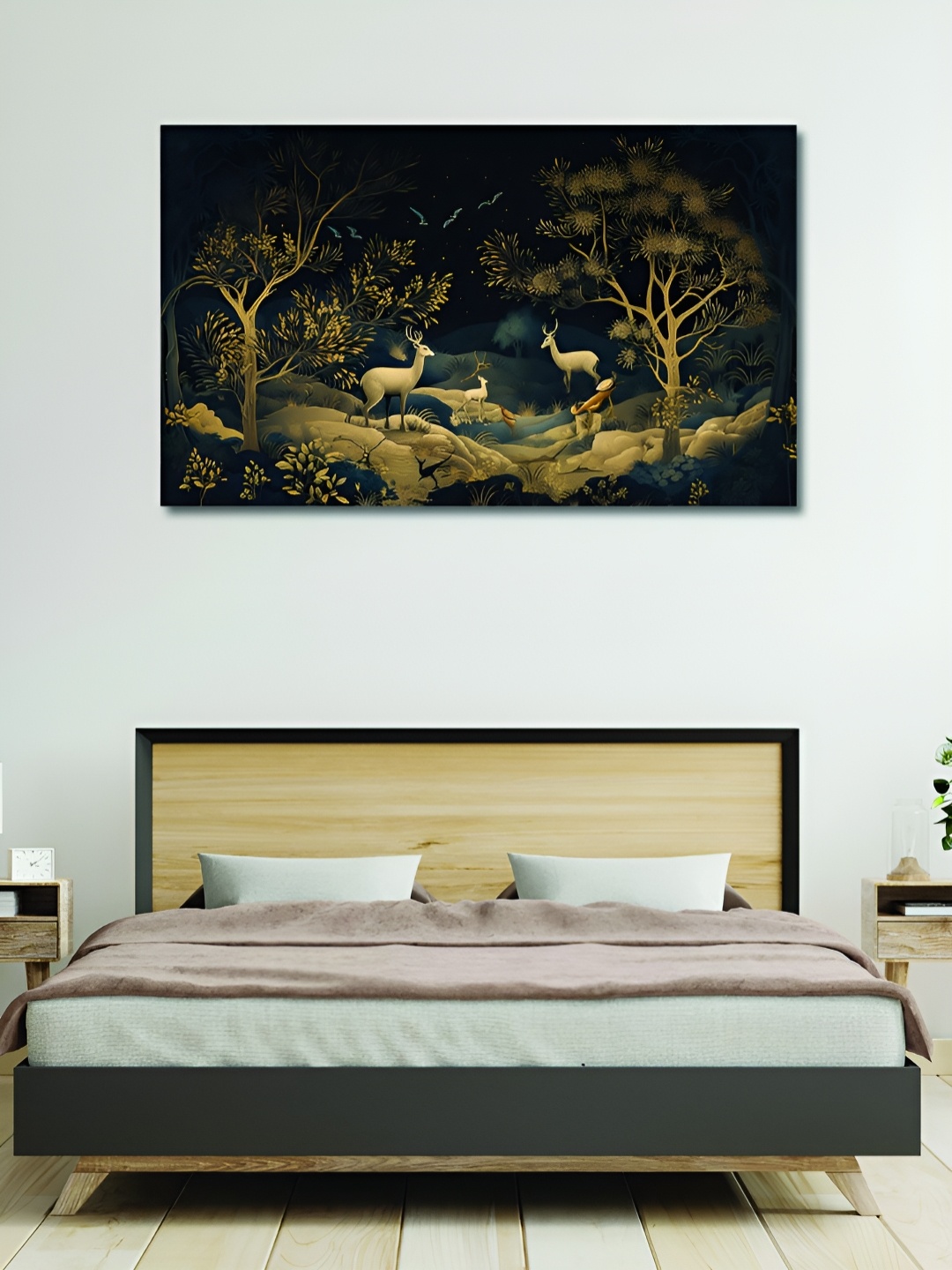 

OLIVE TREE Black & Green Animals Wooden Canvas Religious Wall Art