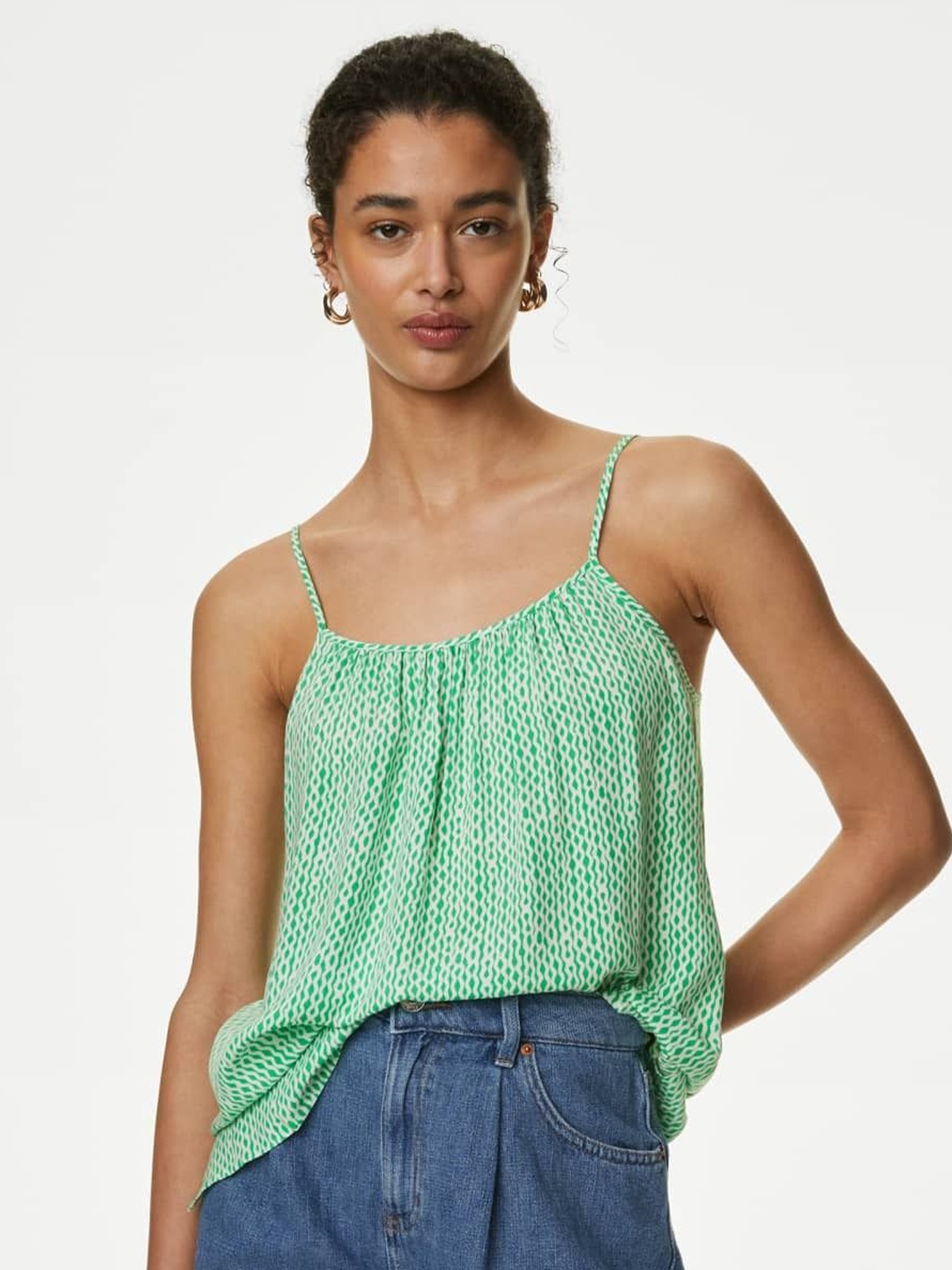 

Marks & Spencer Abstract Printed Top, Green