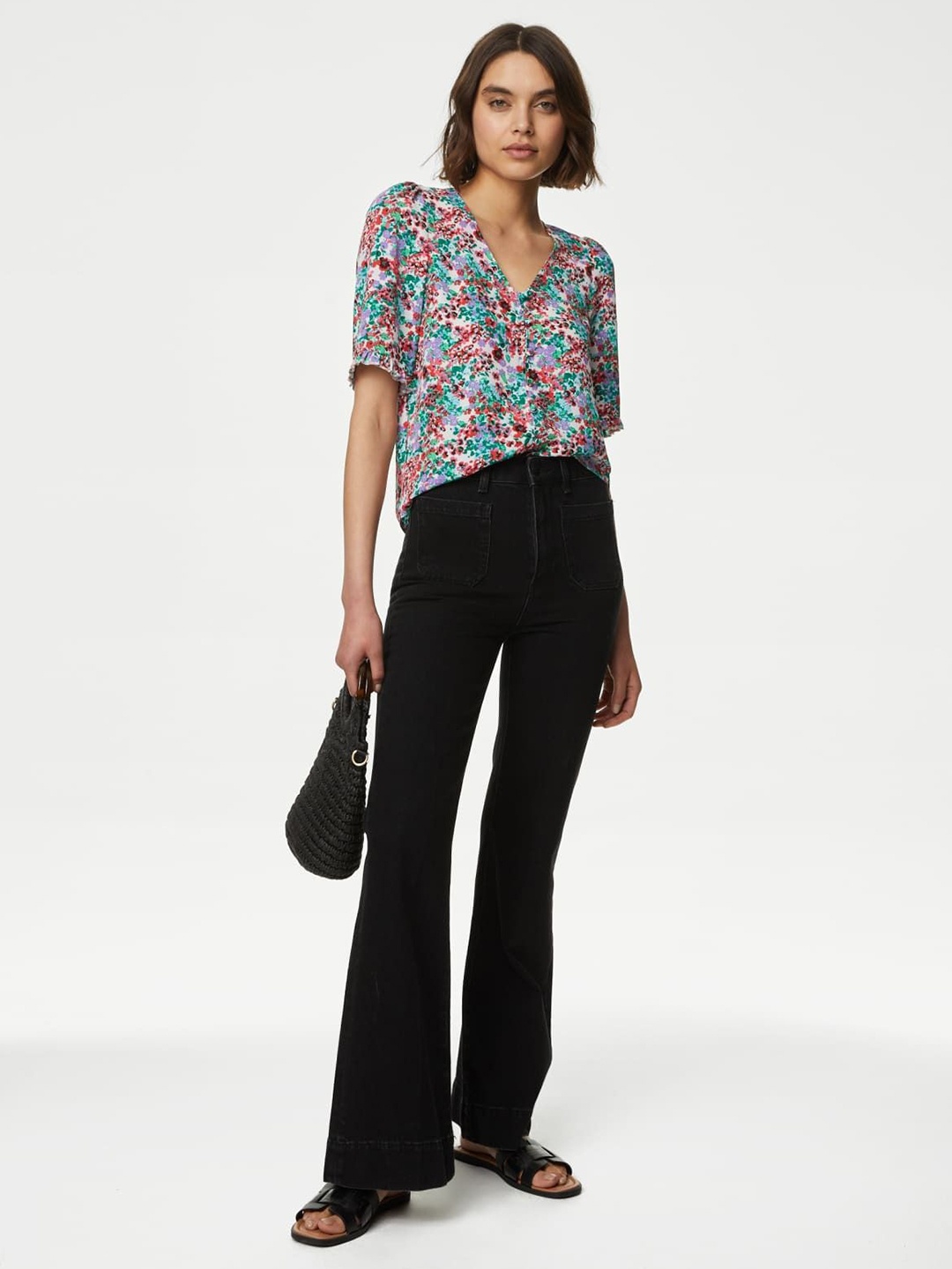 

Marks & Spencer Floral Print Top, White