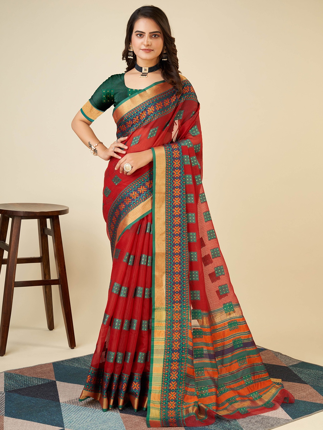 

Upalksh Woven Design Zari Banarasi Saree, Red