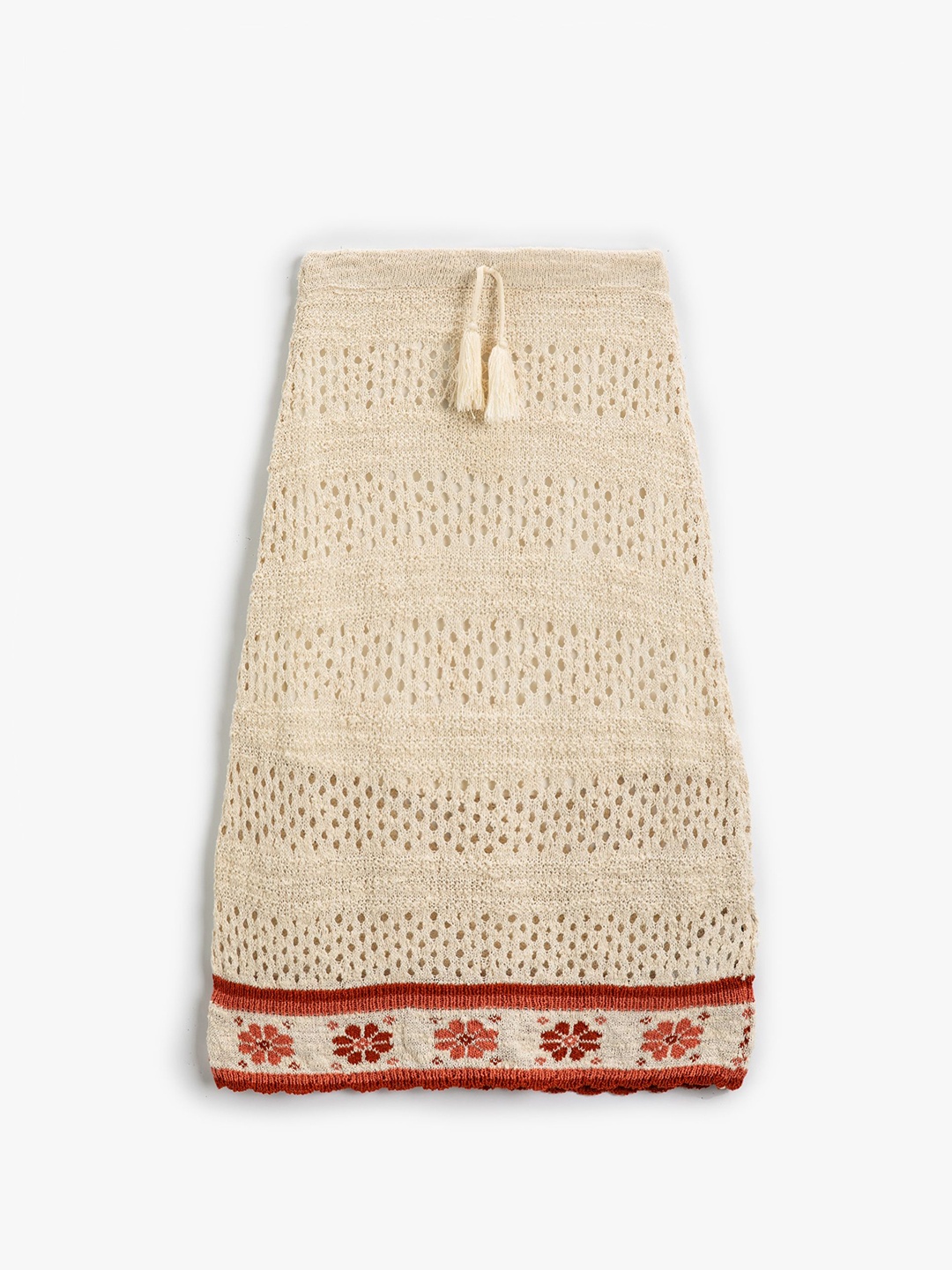 

Koton Girls Floral Striped Cardigan with Embroidered Detail, Beige