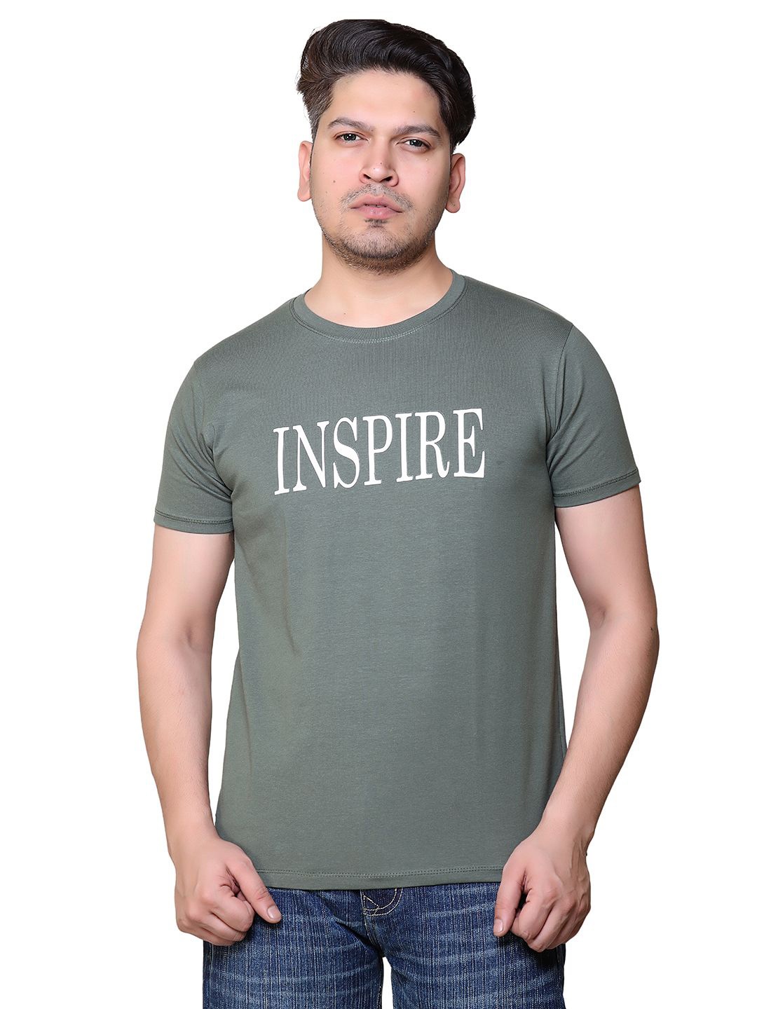 

Gajraj Men Typography Printed Cotton T-shirt, Olive