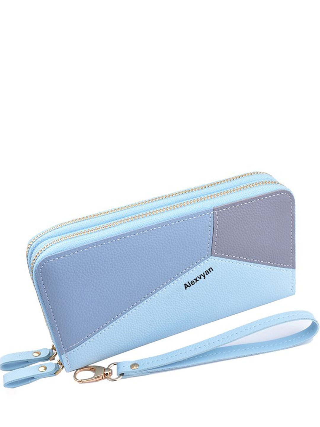 

Alexvyan Women Colourblocked PU Zip Around Wallet, Blue