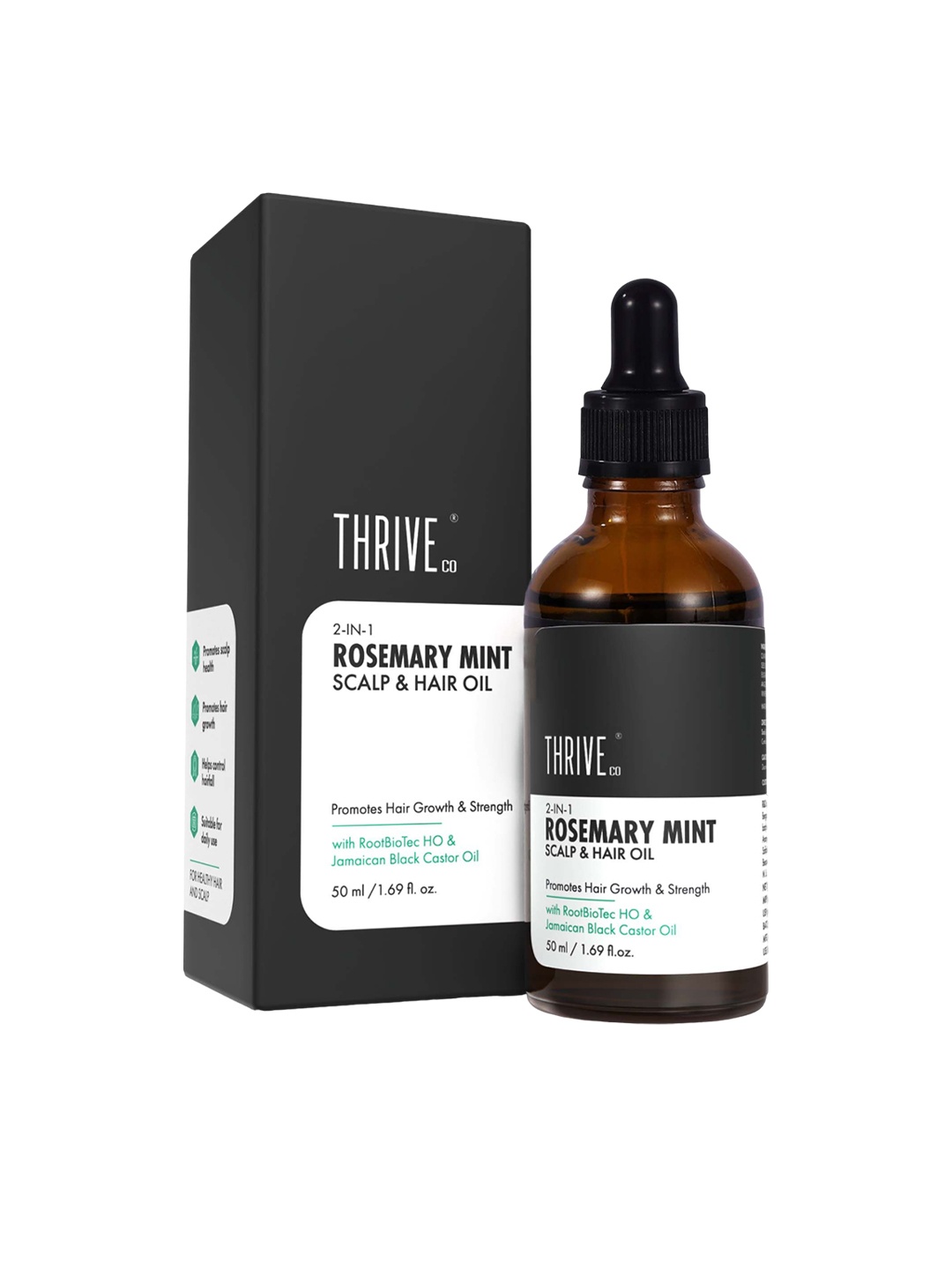

Thriveco 2-In-1 Rosemary Mint Scalp & Hair Oil for Hair Growth - 50 ml, Black