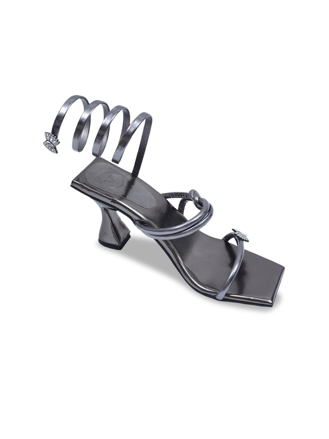 

Sana K Luxurious Footwear Embellished Slim Gladiators, Grey