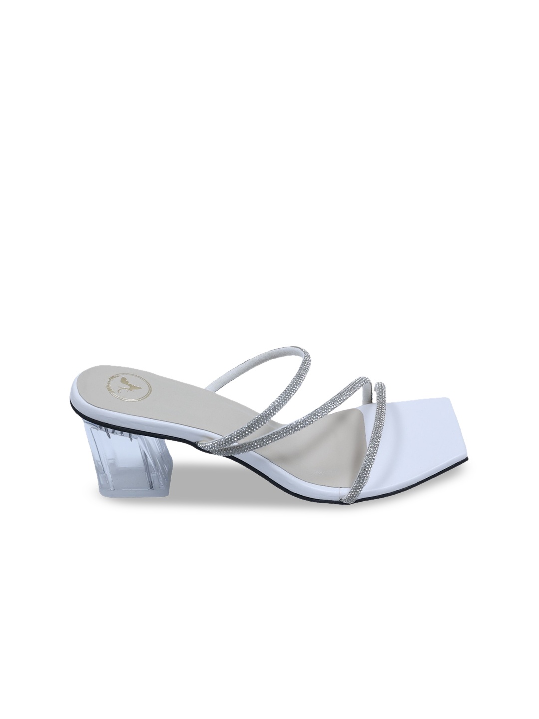 

Sana K Luxurious Footwear Embellished Block Heels, White