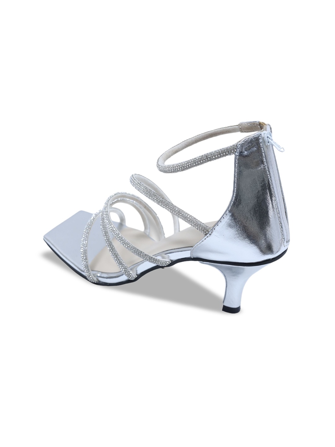 

Sana K Luxurious Footwear Striped Party Platform Gladiators with Bows, Silver