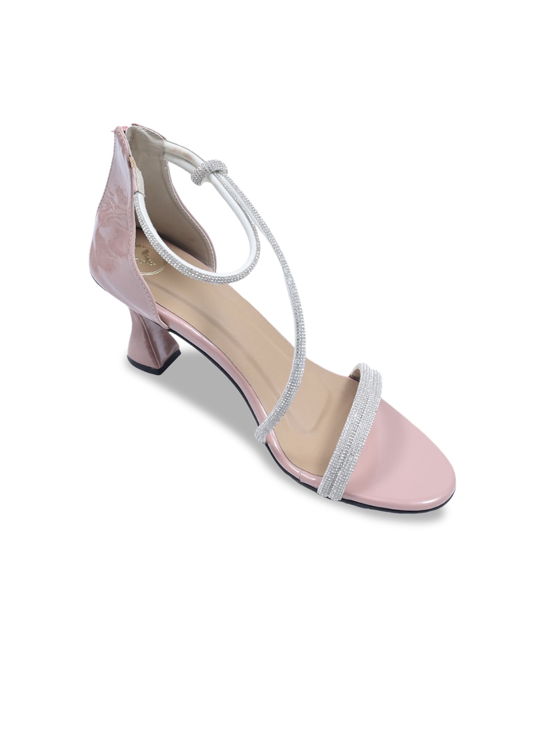 

Sana K Luxurious Footwear Striped Party Block Pumps with Bows, Pink