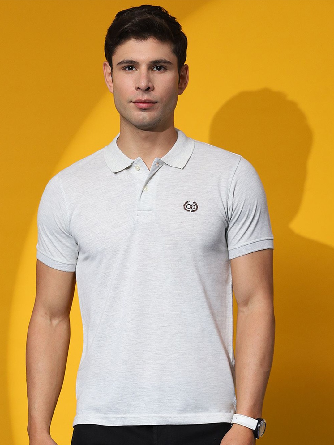 

Cloak & Decker by Monte Carlo Men Polo Collar Solid T-shirt, Grey