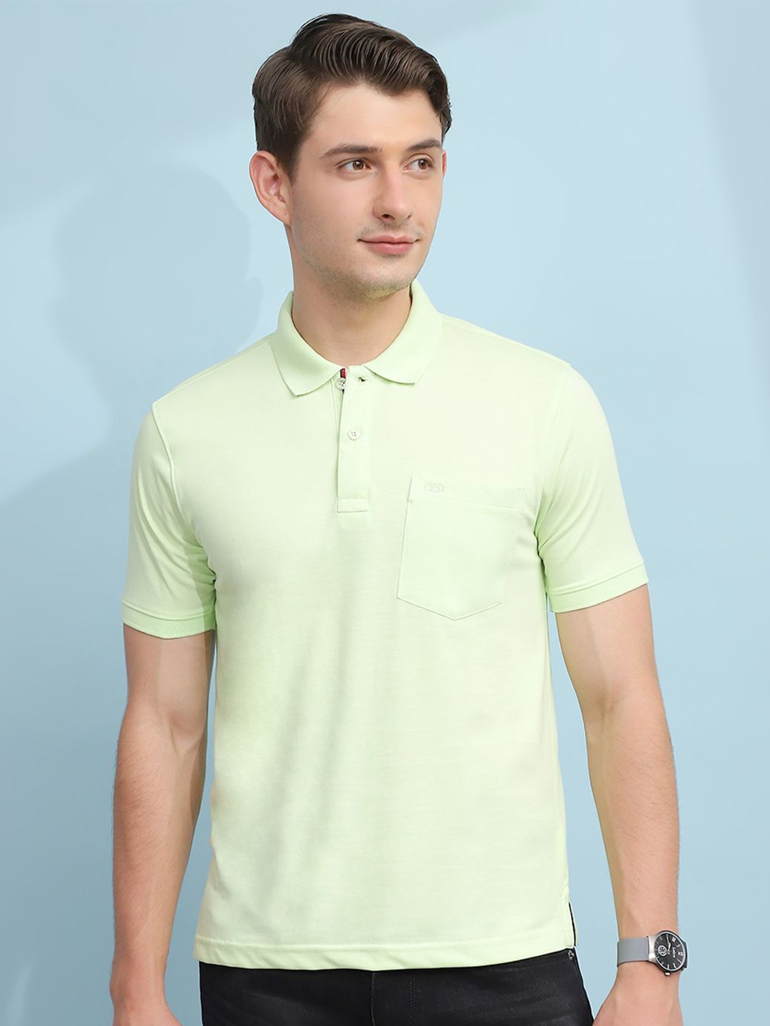 

Cloak & Decker by Monte Carlo Men Polo Collar Solid T-shirt, Green