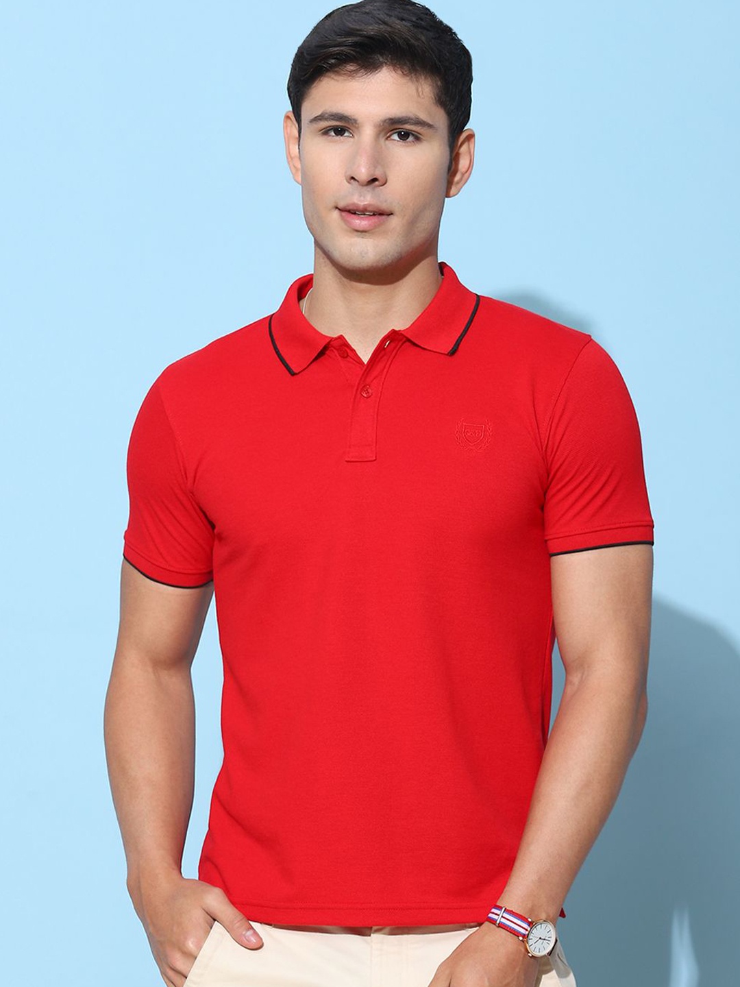 

Cloak & Decker by Monte Carlo Men Polo Collar Solid T-shirt, Red