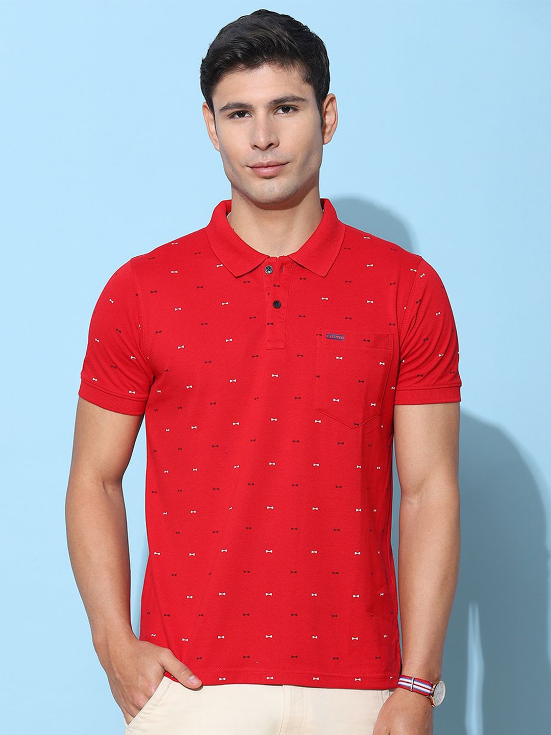 

Cloak & Decker by Monte Carlo Men Conversational Printed Polo Collar T-shirt, Red